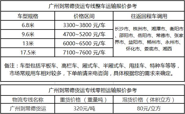 成都到常德运输专线整车零担价格报价