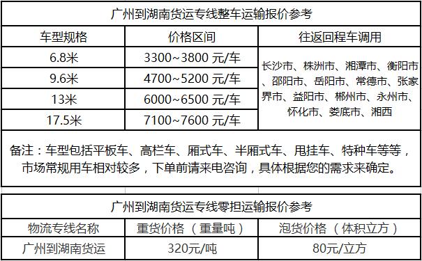 成都到湖南运输专线整车零担价格报价